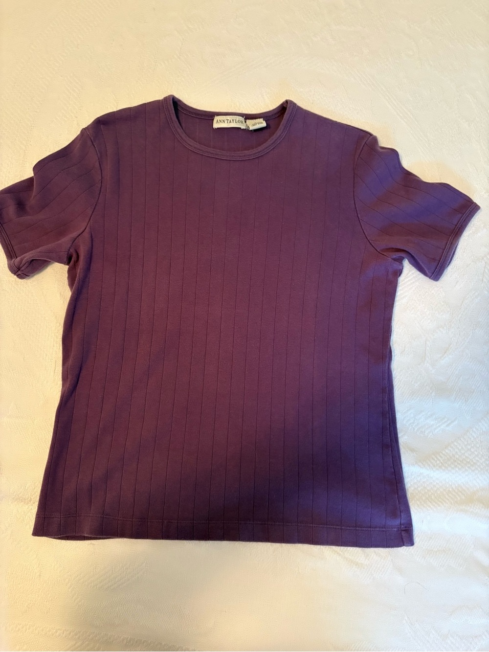 Ann Taylor Ribbed Crew Neck Tee